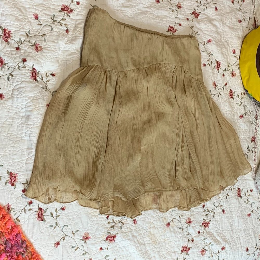 100% Silk Ralph Lauren Tan Skirt NWT Size 8 100% Silk
